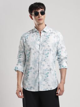 MR BUTTON - Men Slim Fit Floral Printed Opaque Casual Shirt