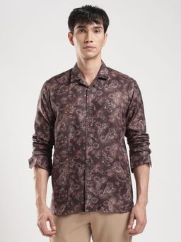 MR BUTTON - Men Ethnic Motifs Printed Cuban Collar Casual Shirt