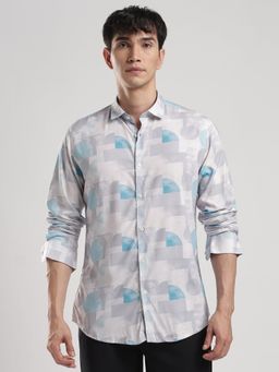 MR BUTTON - Men Graphic Printed Collar Neck Casual Shirt