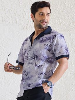MR BUTTON - Men Floral Printed Cuban Collar Casual Shirt