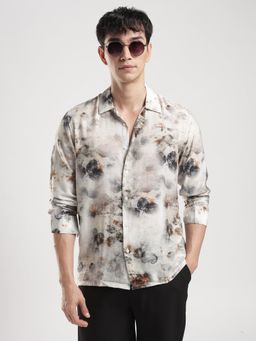 MR BUTTON - Men Slim Fit Opaque Printed Casual Shirt