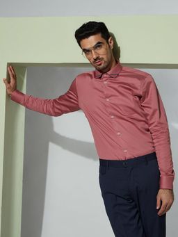 MR BUTTON - Men Pink Smart Slim Fit Casual Shirt