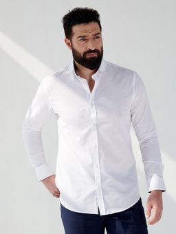 MR BUTTON - Men White Smart Slim Fit Casual Shirt