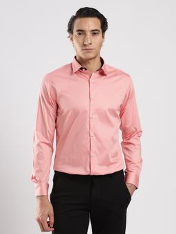 MR BUTTON - Men Pink Smart Slim Fit Casual Shirt