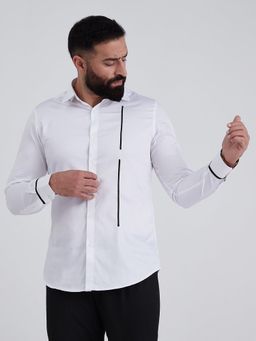 MR BUTTON - Men White Slim Fit Casual Shirt