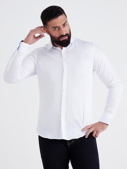 MR BUTTON - Men White Slim Fit Casual Shirt