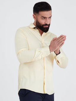 MR BUTTON - Men Yellow Slim Fit Casual Shirt