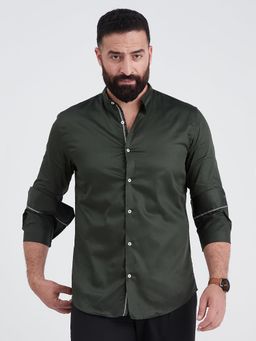 MR BUTTON - Men Green Slim Fit Casual Shirt
