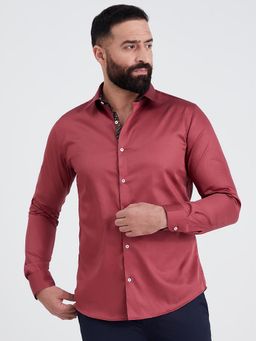 MR BUTTON - Men Rust Slim Fit Casual Shirt