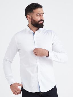MR BUTTON - Men White Slim Fit Casual Shirt