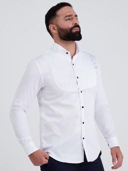 MR BUTTON - Men White Slim Fit Casual Shirt