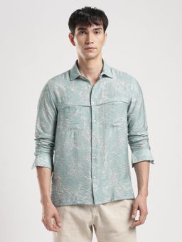 MR BUTTON - Men Green Relaxed Floral Opaque Printed Casual Shirt