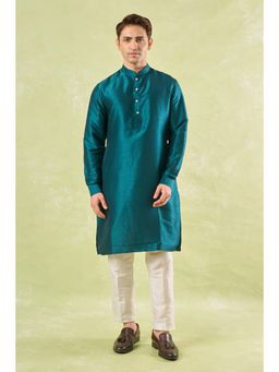 RNG Safawala - Bottle Green Embroidered Kurta and Pant with Nehru Jacket