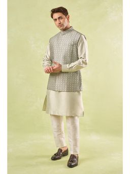 RNG Safawala - Beige Embroidered Kurta and Pant with Nehru Jacket
