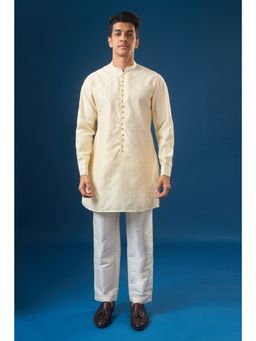 RNG Safawala - Cream Brocade Kurta and Pant with Nehru Jacket