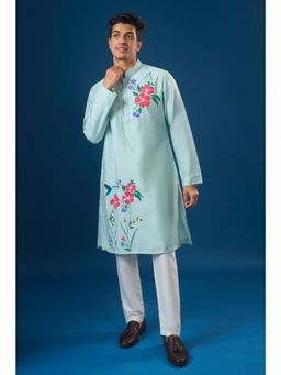 RNG Safawala - Sky Blue Floral Printed Kurta and Pant