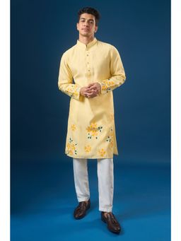 RNG Safawala - Yellow Floral Printed Kurta and Pant