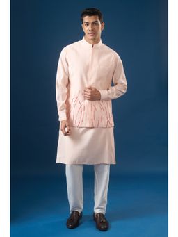 RNG Safawala - Pink Embroidered Kurta and Pant with Nehru Jacket