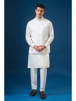 RNG Safawala - Off White Embroidered Kurta and Pant with Nehru Jacket