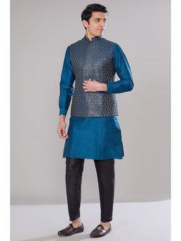RNG Safawala - Royal Blue Embroidered Kurta and Pant with Jacket