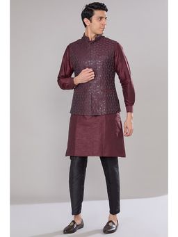 RNG Safawala - Maroon Embroidered Kurta and Pant with Jacket