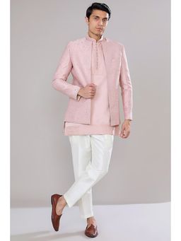 RNG Safawala - Old Rose Pink Embroidered Kurta and Pant with Jacket