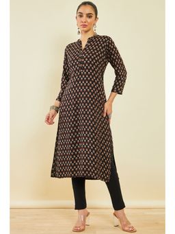 Soch - Black Rayon Printed Kurta