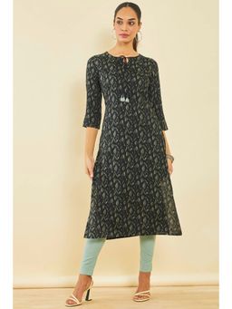 Soch - Black Rayon Printed Kurta