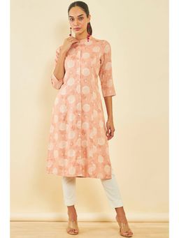 Soch - Peach Rayon Self Design Kurta