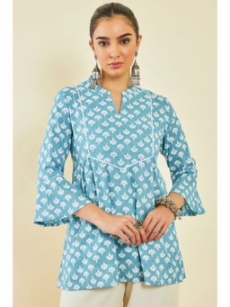 Soch - Blue Cotton Floral Print Tunic