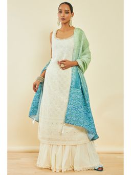 Soch - Off White Georgette Floral Print Salwar Suit (Set of 3)