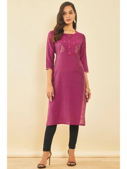 Soch - Maroon Blended Fabric Printed Kurta