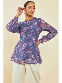 Soch - Purple Georgette Floral Print Tunic