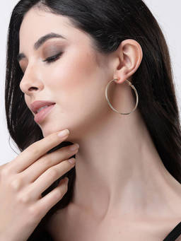 NVR - Gold Plated Minimal Hoop Style Earrings- Set Of 3