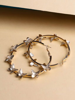 VIRAASI - Gold-Plated Butterfly Hoop Earrings for Women and Girls