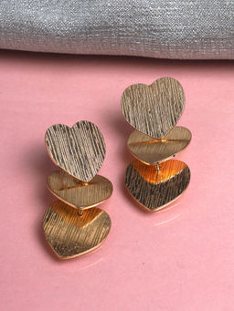 VIRAASI - Gold-Plated Heart Shape Dangler Earrings for Women and Girls