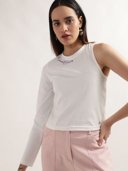 ELLE - Women Off White Solid T Shirt