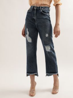 ELLE - Women Mid Blue Solid Jeans