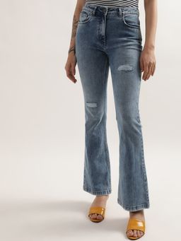 ELLE - Women Mid Blue Solid Jeans