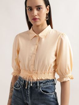ELLE - Women Peach Solid Top