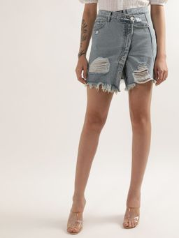 ELLE - Women Light Blue Solid Skirt