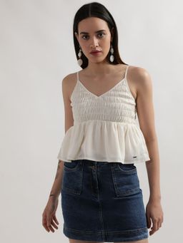 ELLE - Women Ecru Solid Top