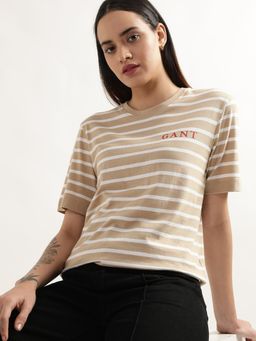 GANT - Women Dark Khaki Stripe T Shirt