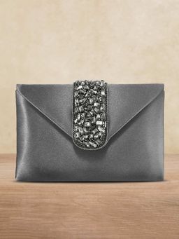 Peora - Women Grey Embellished Purse Clutch -C61GRY