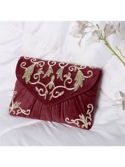 Peora - Maroon Clutch Purses for Women Handmade Evening Bridal Clutch - C85M