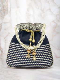 Peora - Potli Bags Evening Bags Ethnic Bride Purse with Drawstring Blue - P05B