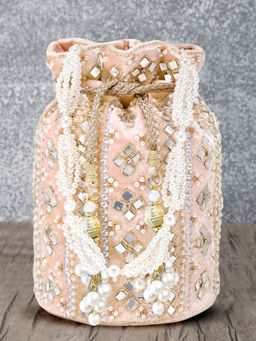 Peora - Embroidered Potli Bags Handmade Ethnic Purse Handbags Stylish Peach - P25PCH