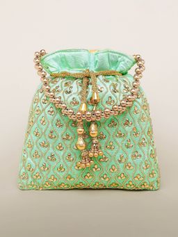 Peora - Potli Bags Evening Bags Ethnic Bride Purse with Drawstring Green - P27MNT