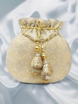Peora - Potli Bags Evening Bags Ethnic Bride Purse with Drawstring Cream - P28CRM