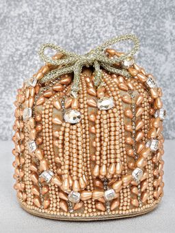 Peora - Potli Bags Evening Bags Ethnic Bride Purse with Drawstring Rose Gold - P36C